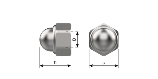 DIN 986 A2 M16 Domed Nylon Insert Nut