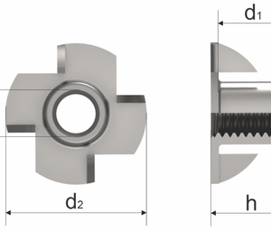 A2 M10 X 12 X 25 (4 Pronged) Drive-In Nut / T-Nut