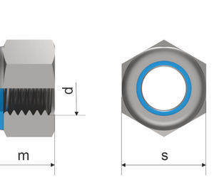 DIN 982 A2 M16 (Waxed) Nylon Insert Nut (Type P)