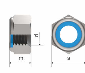 DIN 985 A2 M5 (Waxed) Nylon Insert Nut (White Nylon)