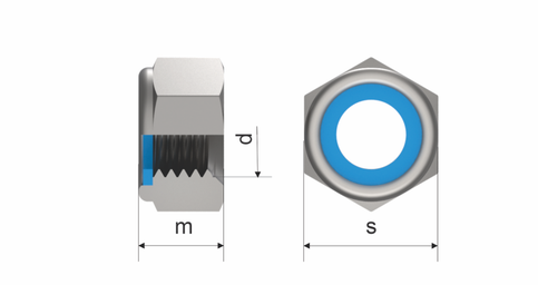 DIN 985 A2 M2 (Waxed) Nylon Insert Nut